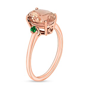 Rhapsody 18K Rose Gold AAAA Marropino Morganite and Boyaca Colombian Emerald Ring (Size 4.5) 5.50 Grams 2.50 ctw (Del. in 10-12 Days)
