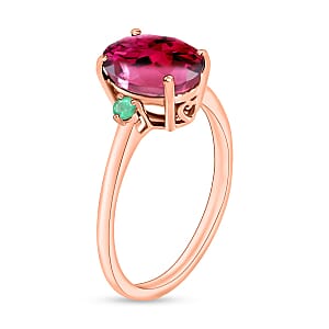 Rhapsody 18K Rose Gold AAAA Ouro Fino Rubellite and Boyaca Colombian Emerald Ring (Size 10.5) 5.50 Grams 2.50 ctw (Del. in 10-12 Days)