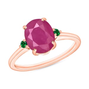 Rhapsody 18K Rose Gold AAAA Mozambique Ruby and Boyaca Colombian Emerald Ring (Size 12.0) 5.50 Grams 2.70 ctw