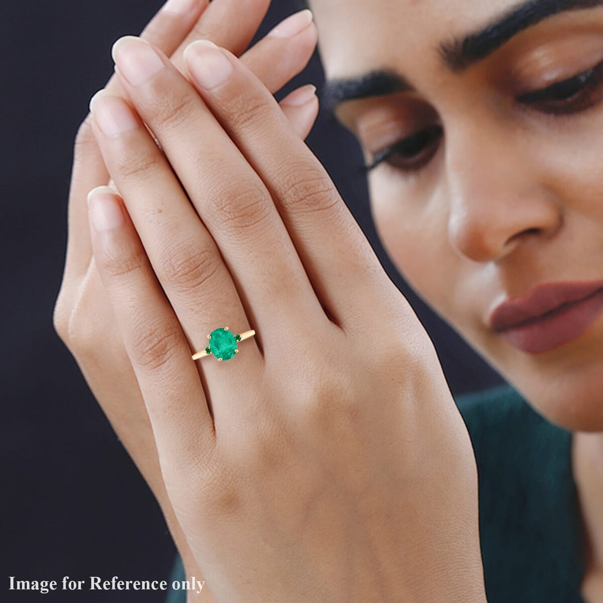 Rhapsody 18K Yellow Gold AAAA Kagem Zambian Emerald and Boyaca Colombian Emerald Ring (Size 7.0) 5.50 Grams 1.90 ctw image number 1