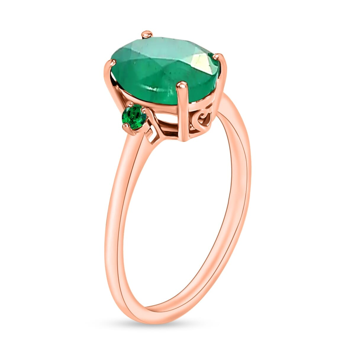Rhapsody 18K Rose Gold AAAA Kagem Zambian Emerald and Boyaca Colombian Emerald Ring (Size 4.0) 5.50 Grams 1.90 ctw image number 2