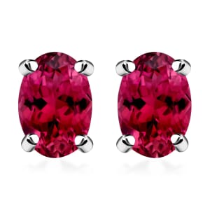 Rhapsody Premium Ouro Fino Rubellite 1.30 ctw Solitaire Stud Earrings in 18K White Gold