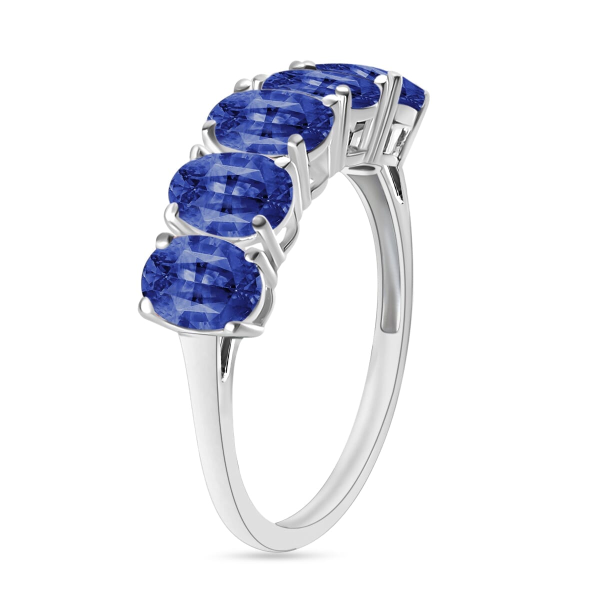 Rhapsody AAAA Ceylon Blue Sapphire 5 Stone Ring in 18K White Gold (Size 10.0) 4.50 ctw image number 2