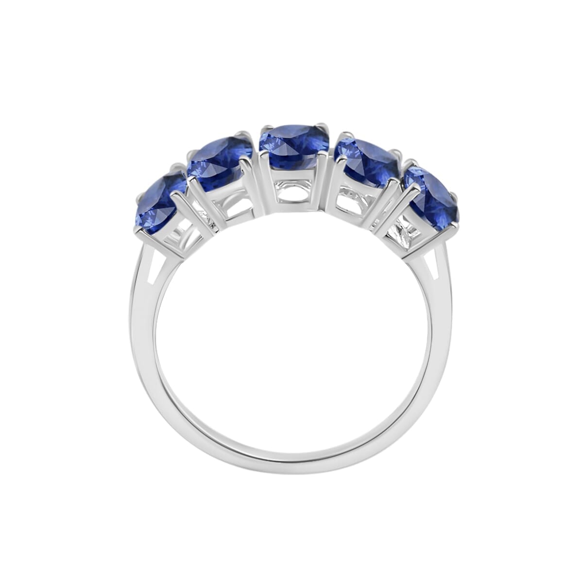 Rhapsody AAAA Ceylon Blue Sapphire 5 Stone Ring in 18K White Gold (Size 10.0) 4.50 ctw image number 3