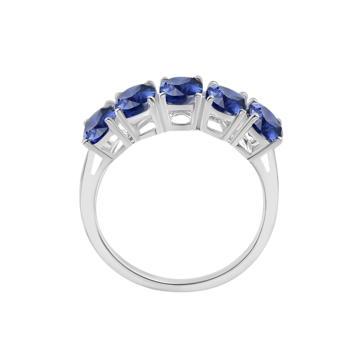 Rhapsody AAAA Ceylon Blue Sapphire 5 Stone Ring in 18K White Gold (Size 10.0) 4.50 ctw image number 3