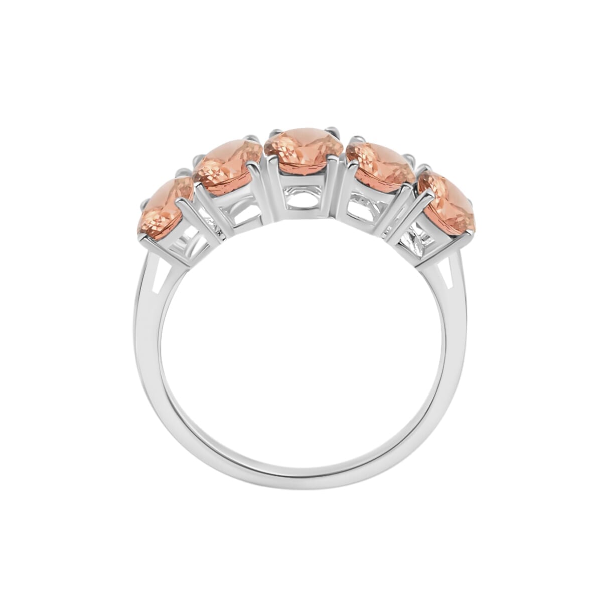 Rhapsody 18K White Gold AAAA Pink Morganite 5 Stone Ring (Size 10.0) 5.50 Grams 4.50 ctw image number 3