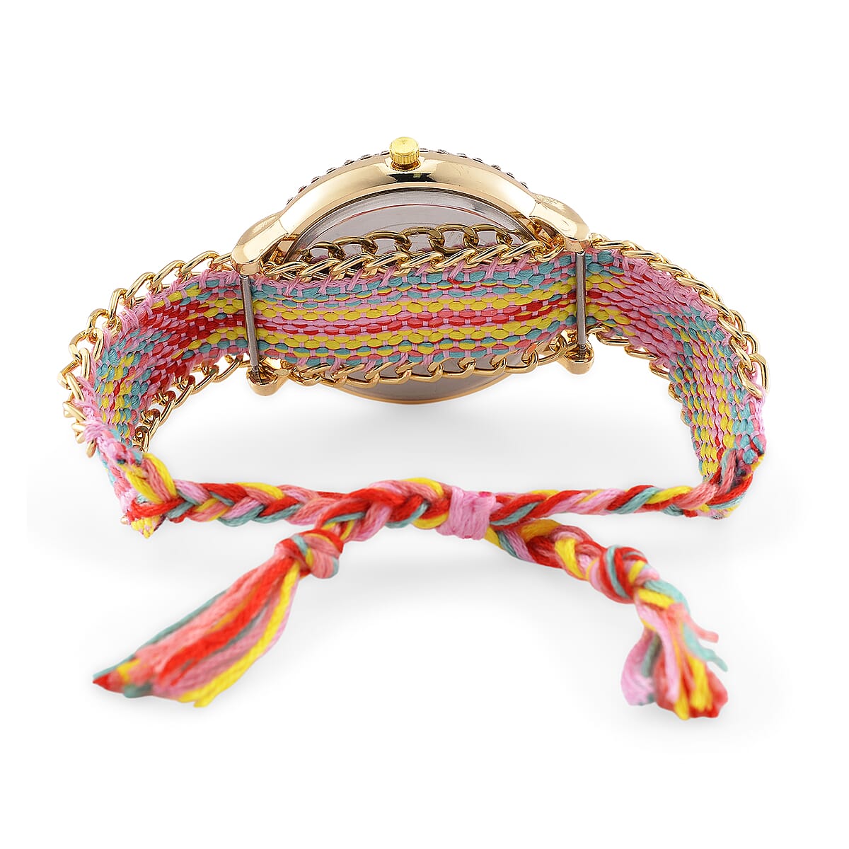 Strada Austrian Crystal Japanese Movement Heart Pattern Watch with Braided Band image number 3