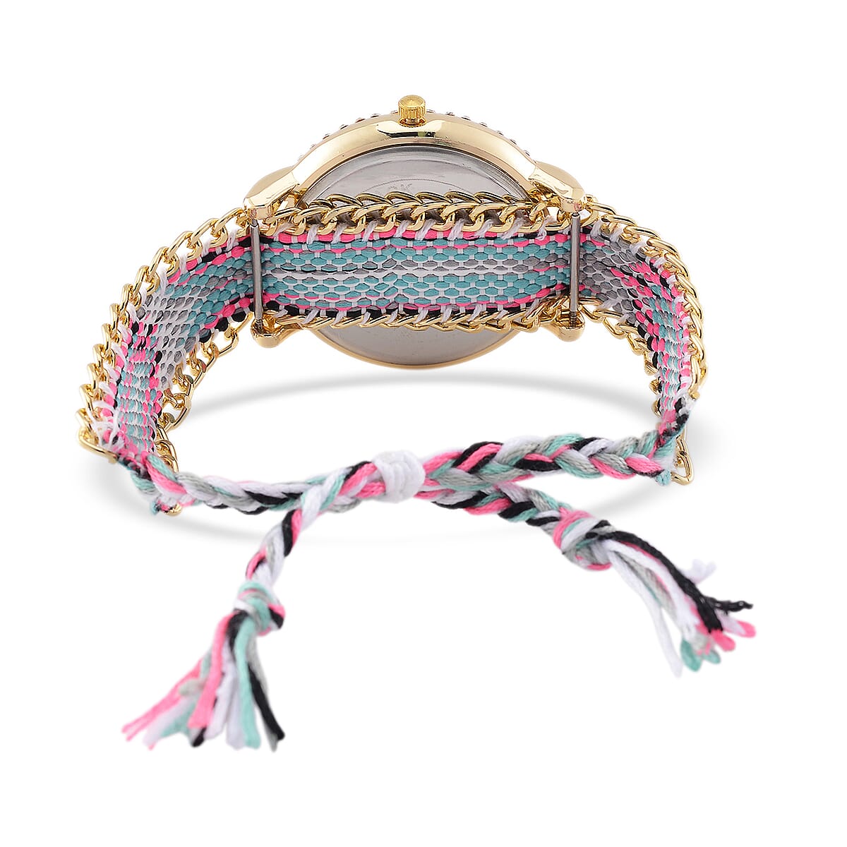 Strada Austrian Crystal Japanese Movement Heart Pattern Watch with Braided Band image number 3