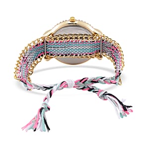 Strada Austrian Crystal Japanese Movement Rose Heart Pattern Watch with Braided Band