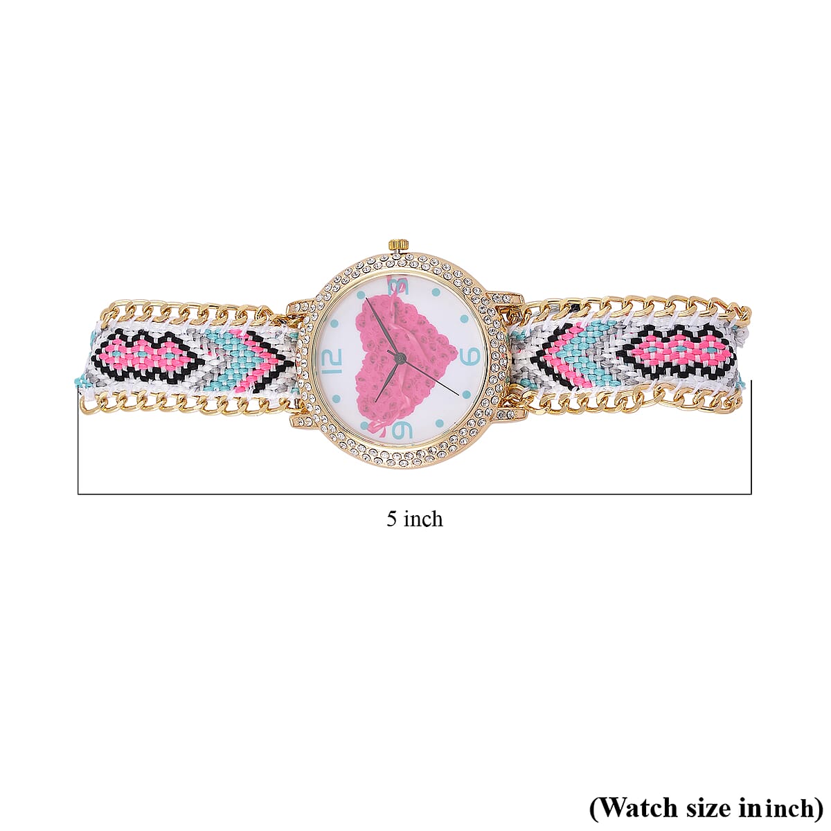 Strada Austrian Crystal Japanese Movement Heart Pattern Watch with Braided Band image number 4