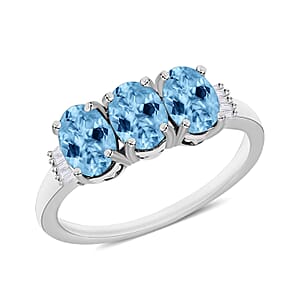 Rhapsody AAAA Santa Maria Aquamarine and E-F VS2 Diamond Ring in 18K White Gold (Size 10.5) 5.50 Grams 2.53 ctw