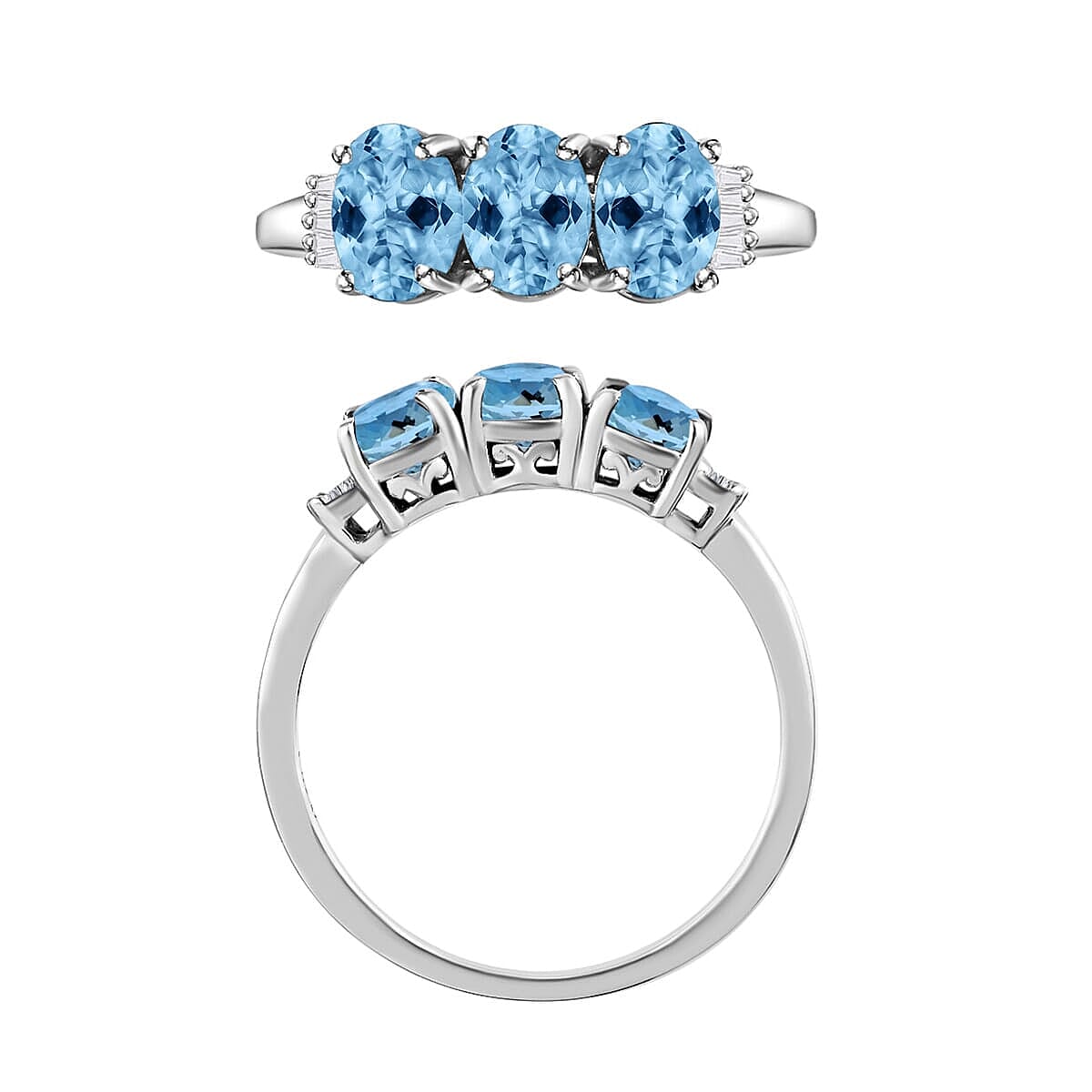 Rhapsody AAAA Santa Maria Aquamarine and E-F VS2 Diamond Ring in 18K White Gold (Size 10.5) 5.50 Grams 2.53 ctw image number 3