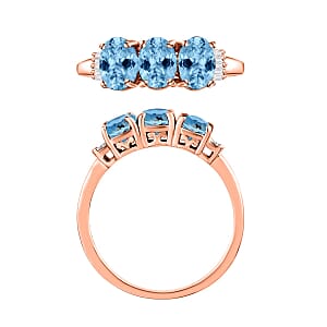 Rhapsody AAAA Santa Maria Aquamarine and E-F VS2 Diamond Ring in 18K Rose Gold (Size 4.5) 2.53 ctw (Del. in 10-12 Days)