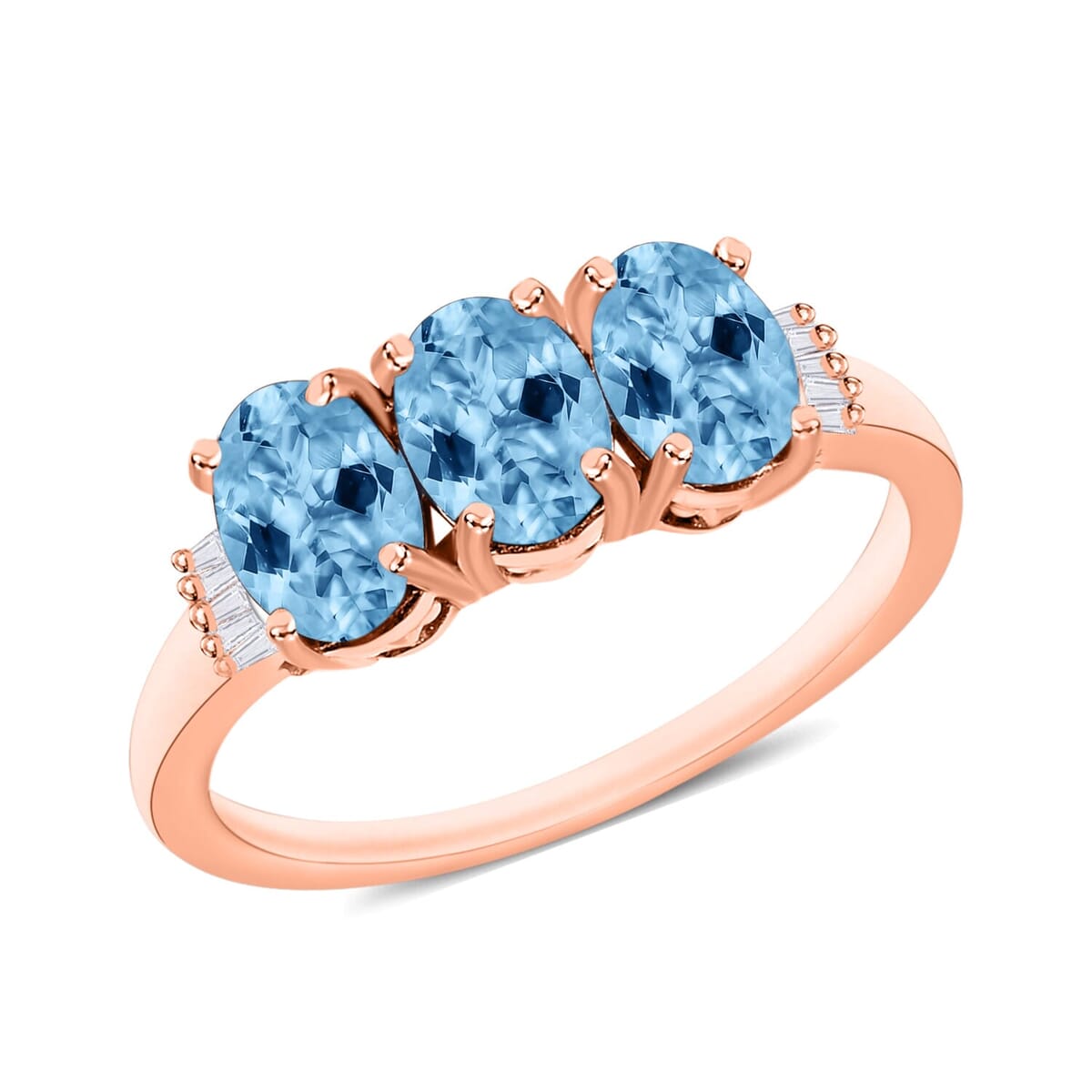 Rhapsody AAAA Santa Maria Aquamarine and E-F VS2 Diamond Ring in 18K Rose Gold (Size 6.0) 2.53 ctw image number 0