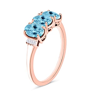 Rhapsody AAAA Santa Maria Aquamarine and E-F VS2 Diamond Ring in 18K Rose Gold (Size 7.0) 2.53 ctw (Del. in 10-12 Days)