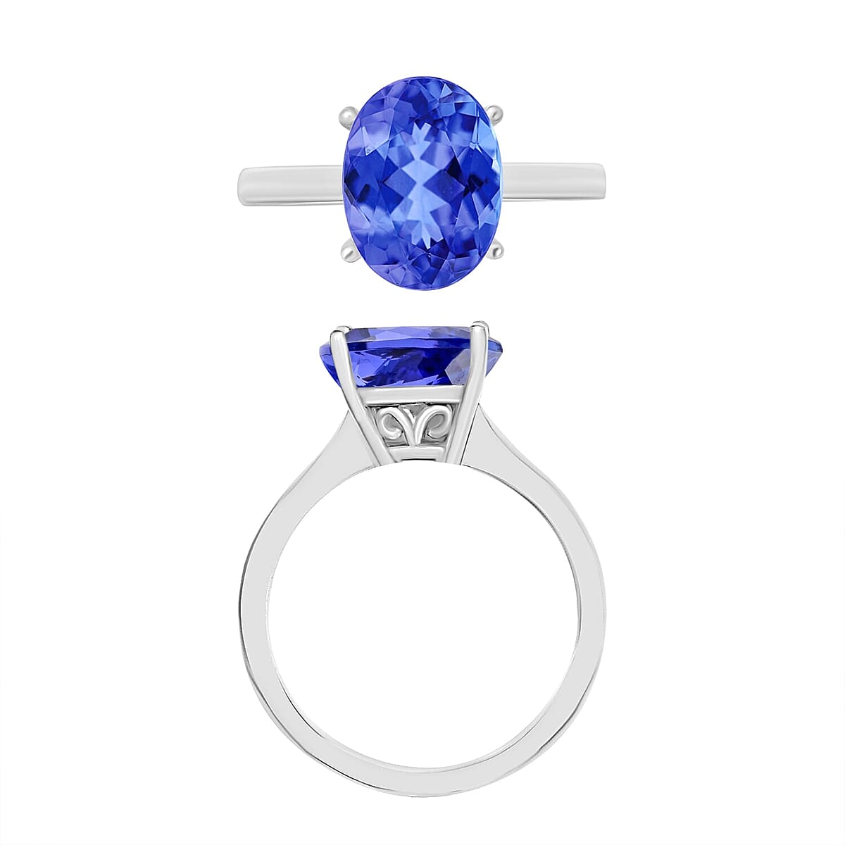 Rhapsody 18K White Gold AAAA Tanzanite Solitaire Ring (Size 6.5) 5.50 Grams 3.00 ctw image number 3