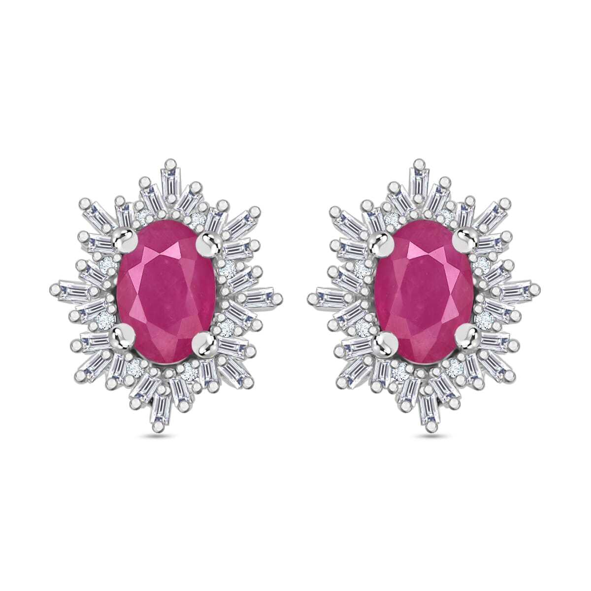 Rhapsody AAAA Mozambique Ruby and E-F VS2 Diamond 1.40 ctw Stud Earrings in 18K White Gold image number 0
