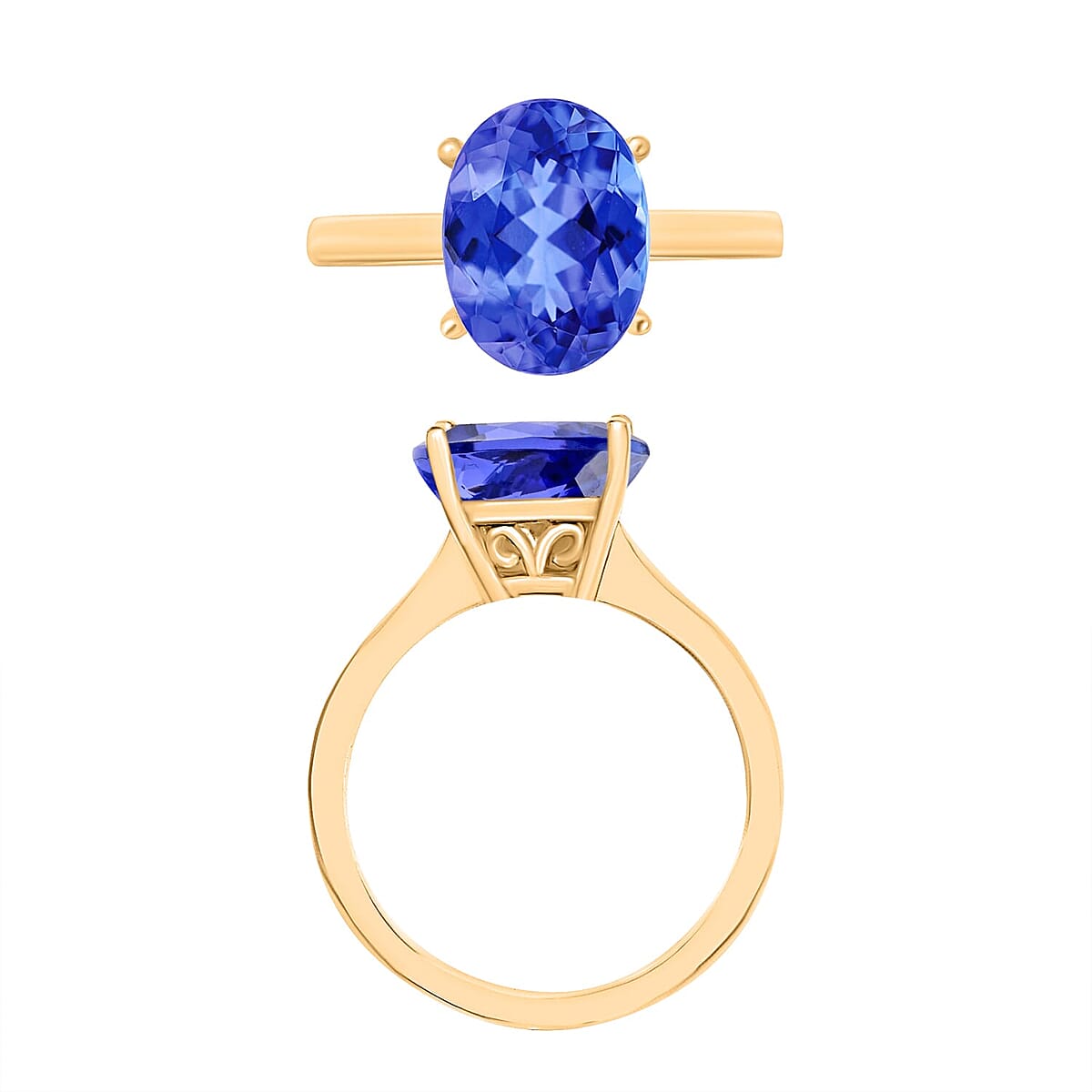 Rhapsody 18K Yellow Gold AAAA Tanzanite Solitaire Ring (Size 4.0) 5.50 Grams 3.00 ctw image number 3