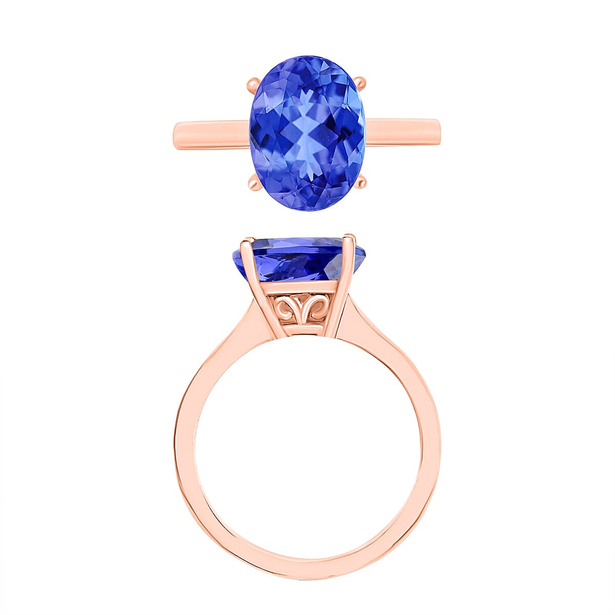 Rhapsody 18K Rose Gold AAAA Tanzanite Solitaire Ring (Size 6.5) 5.50 Grams 3.00 ctw image number 3