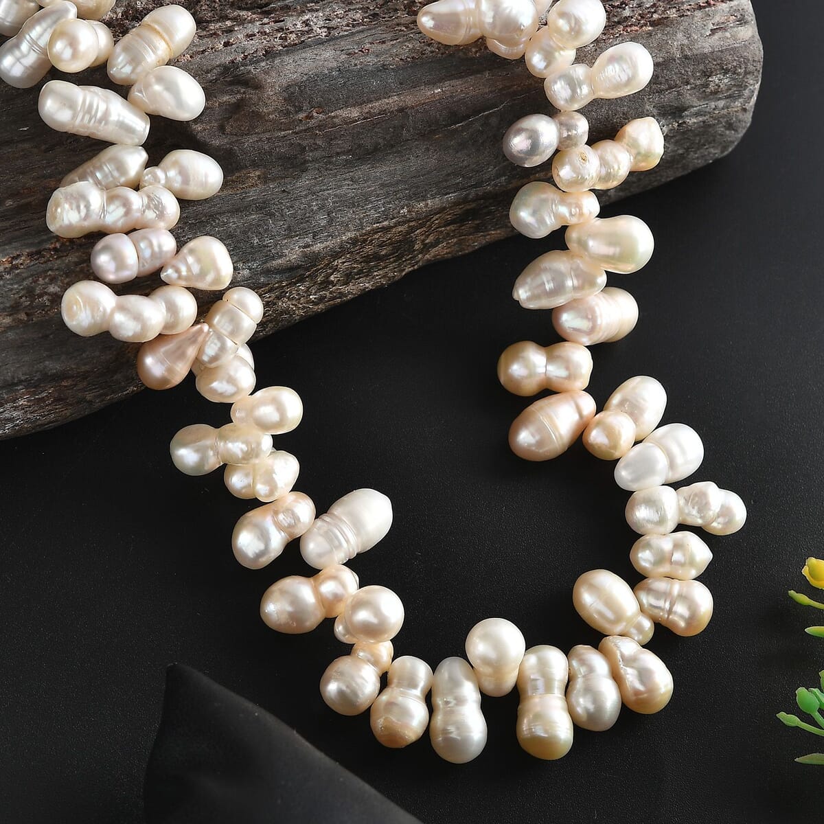 Multi Color Freshwater Pearl Necklace in Rhodium Over Sterling Silver 18 Inches image number 1