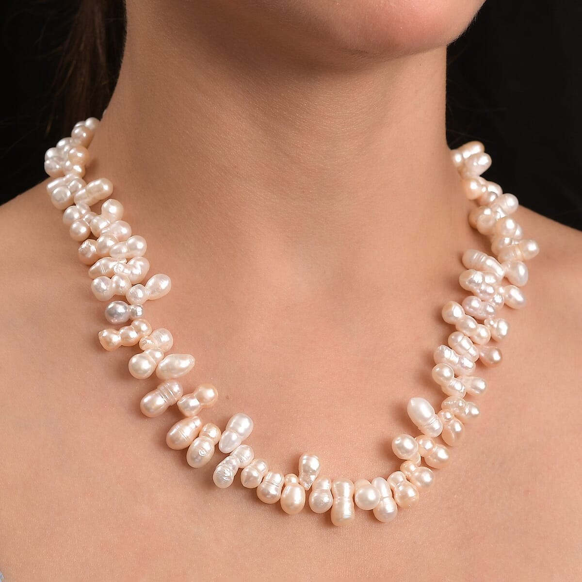 Multi Color Freshwater Pearl Necklace in Rhodium Over Sterling Silver 18 Inches image number 2