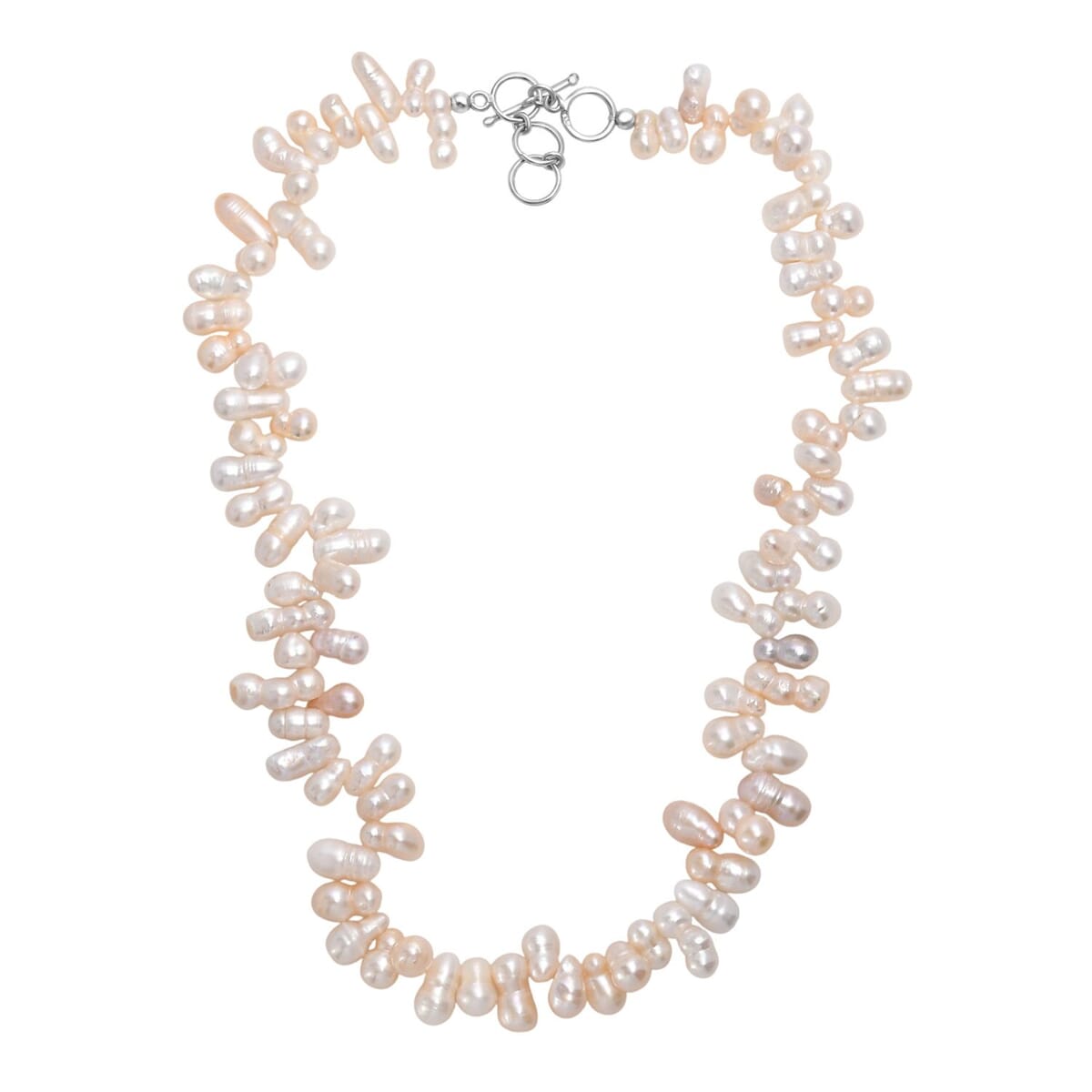 Multi Color Freshwater Pearl Necklace in Rhodium Over Sterling Silver 18 Inches image number 3