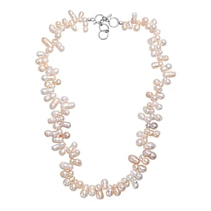 Multi Color Freshwater Pearl Necklace in Rhodium Over Sterling Silver 18 Inches