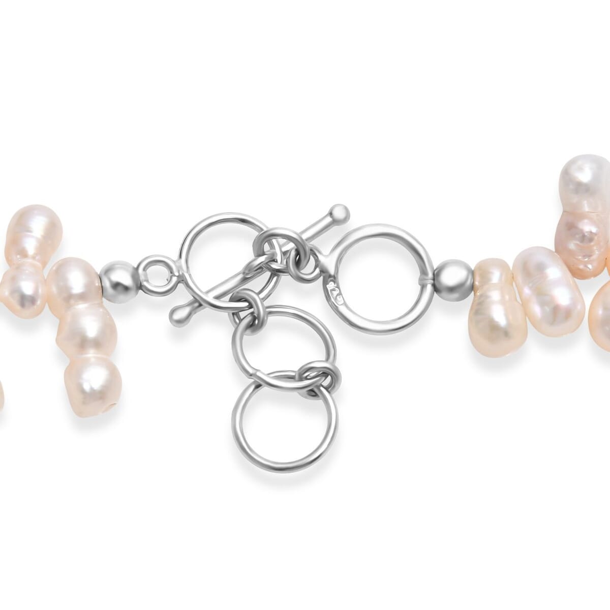 Multi Color Freshwater Pearl Necklace in Rhodium Over Sterling Silver 18 Inches image number 4