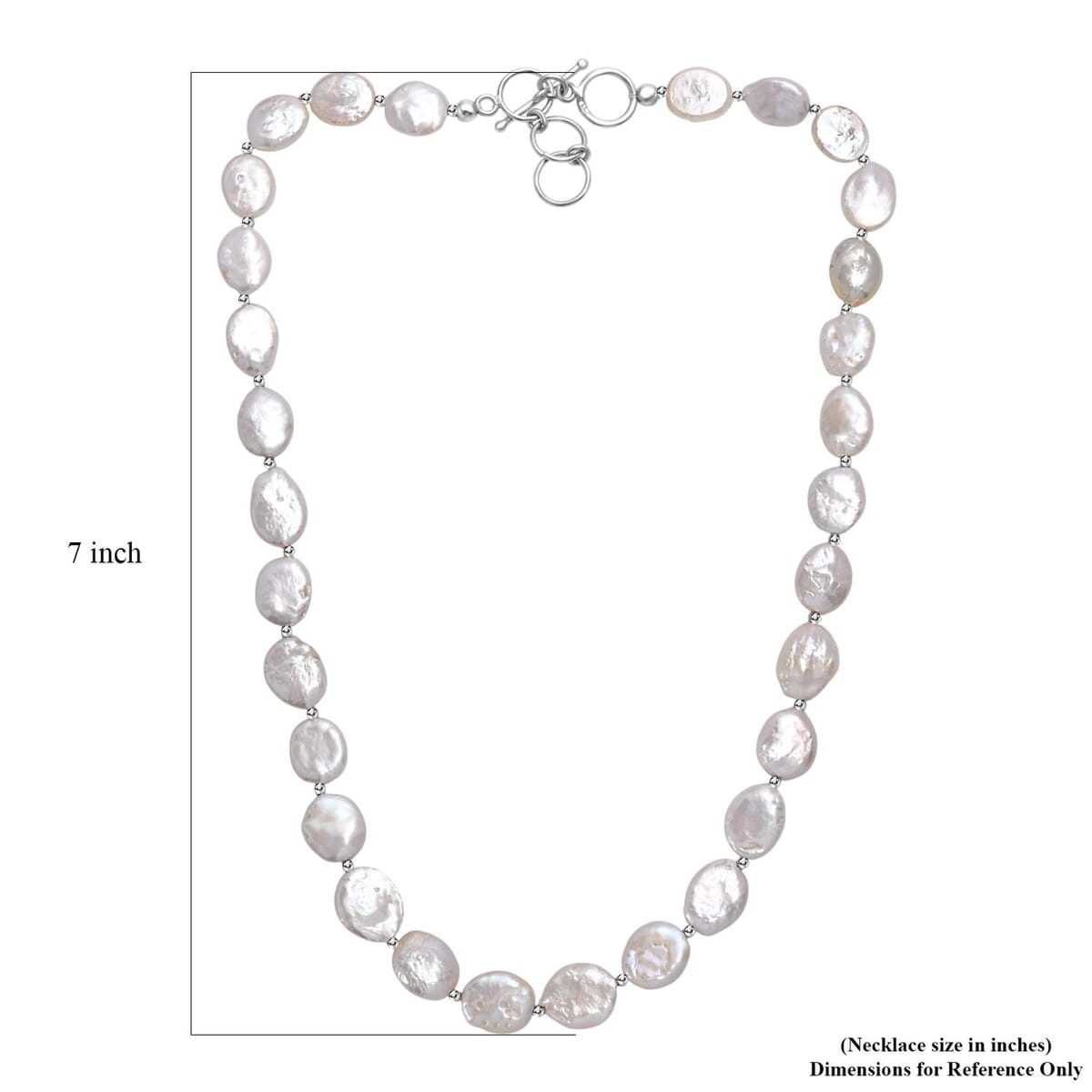 White Freshwater Pearl Oval Shape Necklace in Rhodium Over Sterling Silver 18 Inches image number 5