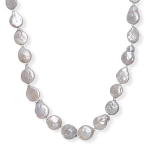 White Freshwater Pearl Fancy Necklace in Rhodium Over Sterling Silver 18 Inches