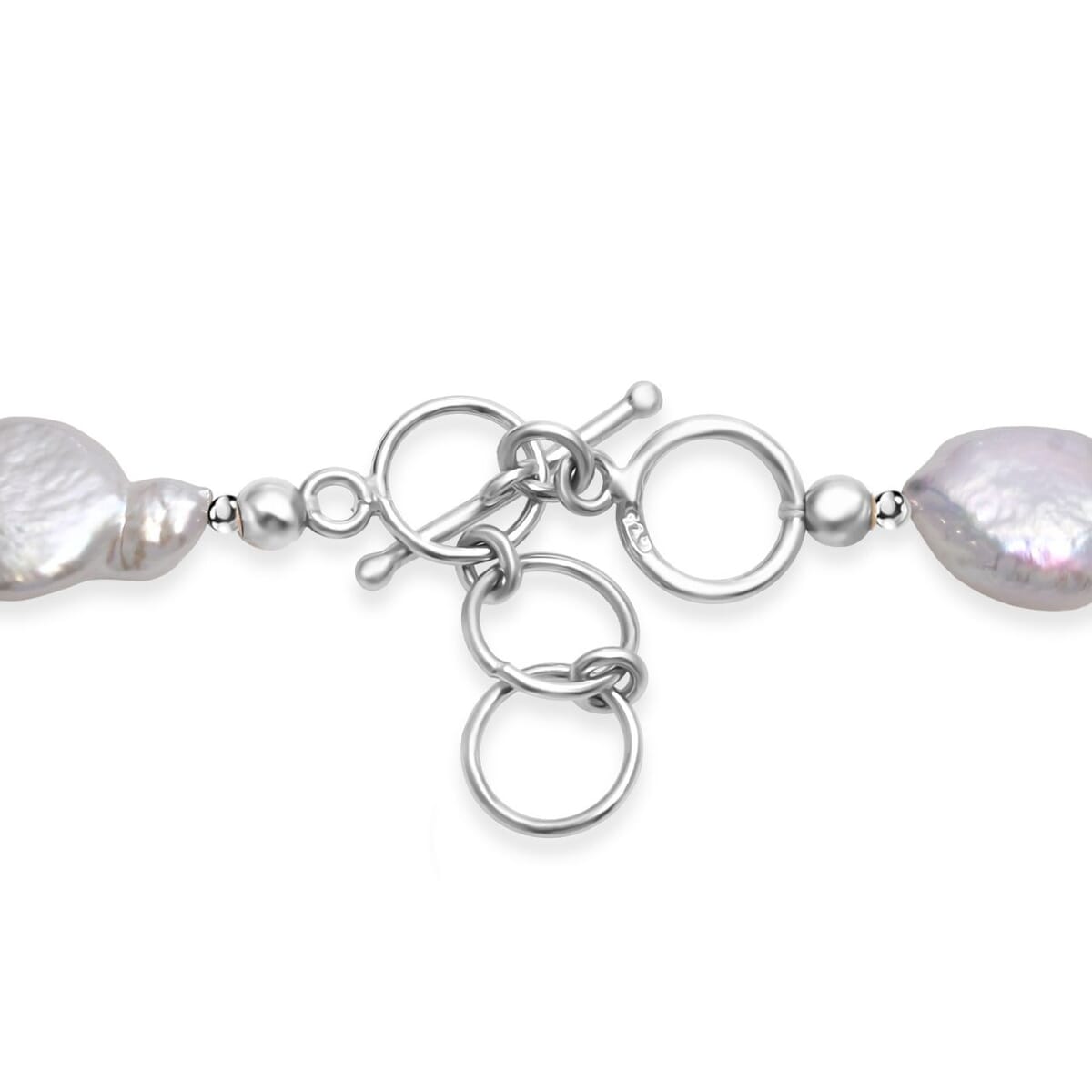 White Freshwater Pearl Fancy Necklace in Rhodium Over Sterling Silver 18 Inches image number 4