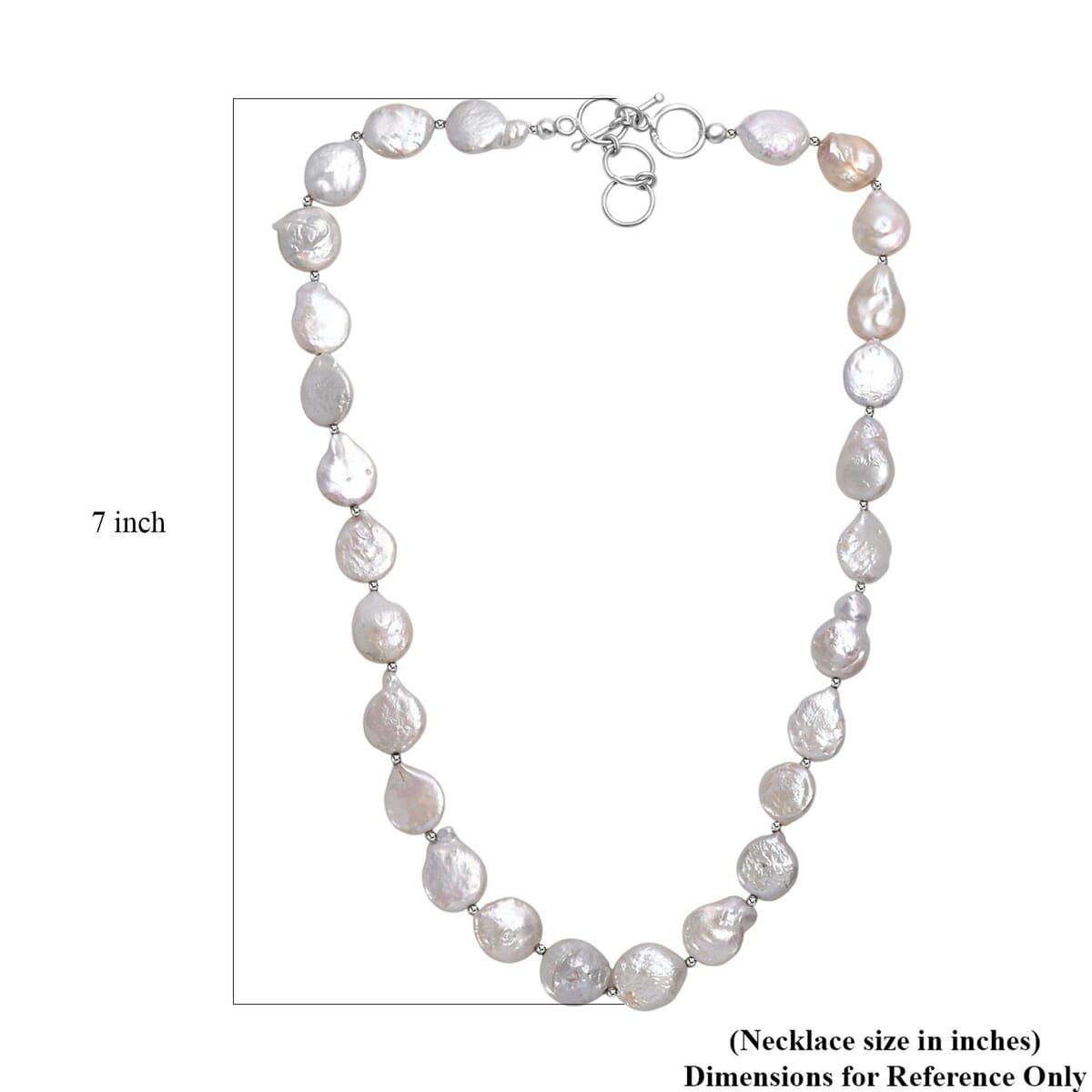 White Freshwater Pearl Fancy Necklace in Rhodium Over Sterling Silver 18 Inches image number 5