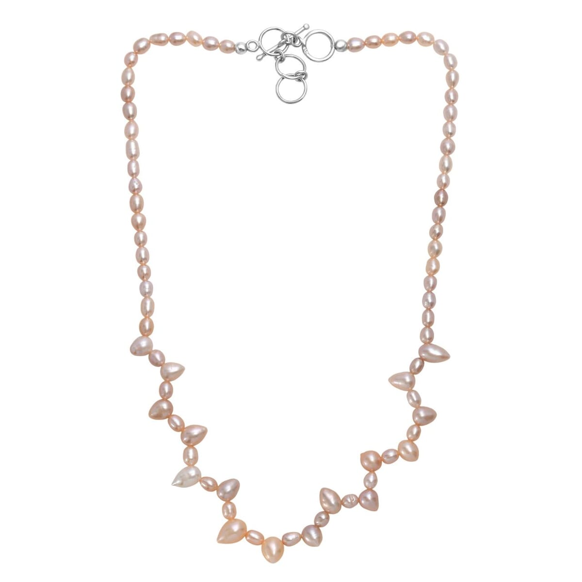 Multi Color Freshwater Pearl Oval and Drop Shape Necklace in Rhodium Over Sterling Silver 18 Inches image number 3
