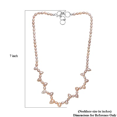 GCS Multi Color Freshwater Pearl Oval and Drop Shape Dancing Necklace in Rhodium Over Sterling Silver 18 Inches
