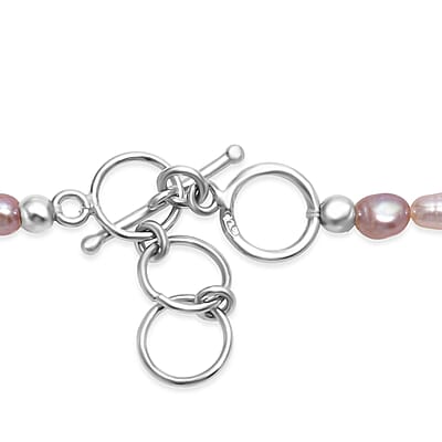 Multi Color Freshwater Pearl Oval and Fancy Shape Necklace in Rhodium Over Sterling Silver 18 Inches