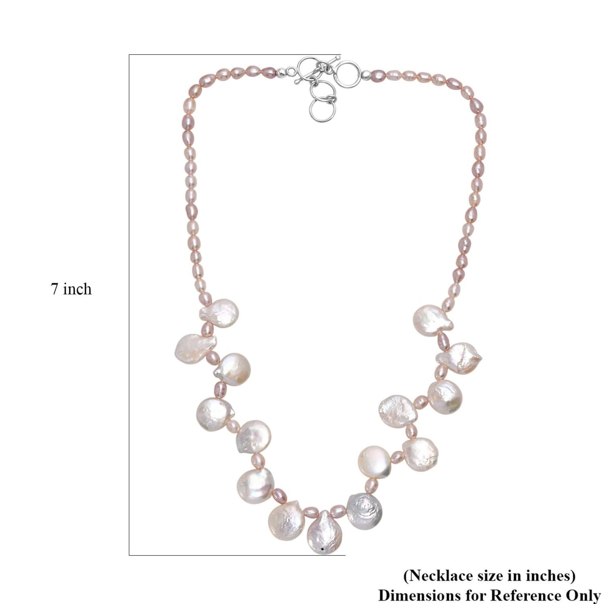 Multi Color Freshwater Pearl Oval and Fancy Shape Necklace in Rhodium Over Sterling Silver 18 Inches image number 5