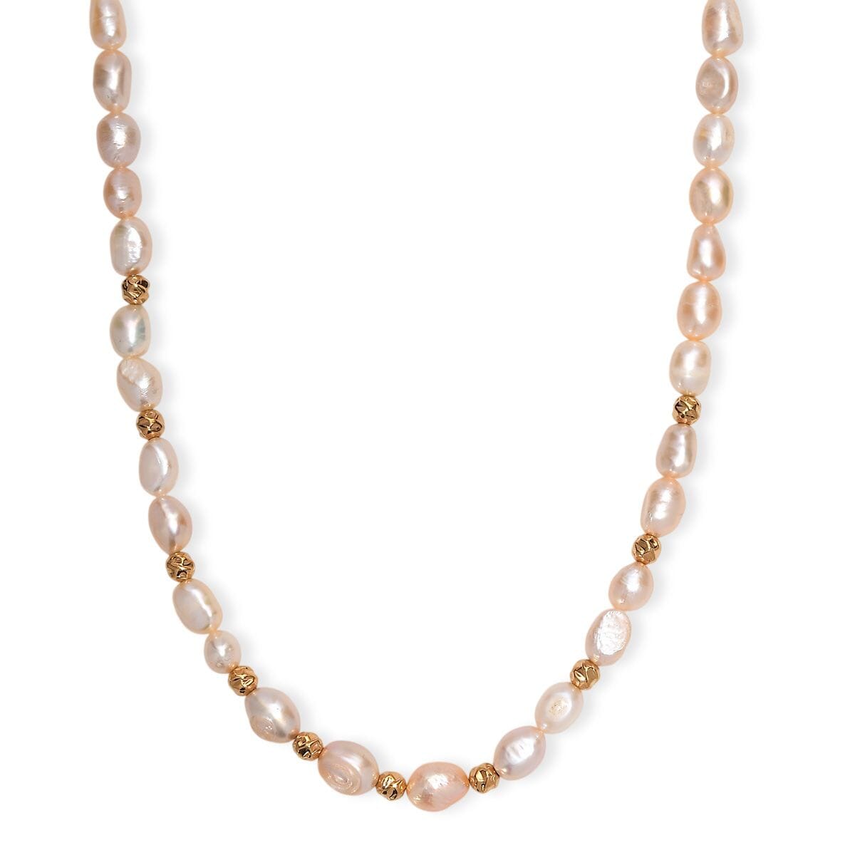 Peach Freshwater Pearl Potato Shape Necklace in 18K Vermeil Yellow Gold Over Sterling Silver 18-20 Inches image number 0