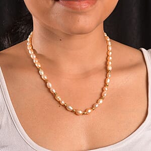 Peach Freshwater Pearl Golden Shoreline Necklace in 18K Vermeil Yellow Gold Over Sterling Silver 18-20 Inches