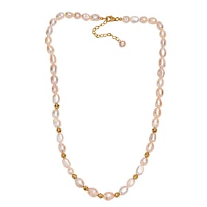 Peach Freshwater Pearl Golden Shoreline Necklace in 18K Vermeil Yellow Gold Over Sterling Silver 18-20 Inches