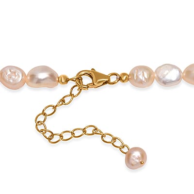 Peach Freshwater Pearl Golden Shoreline Necklace in 18K Vermeil Yellow Gold Over Sterling Silver 18-20 Inches