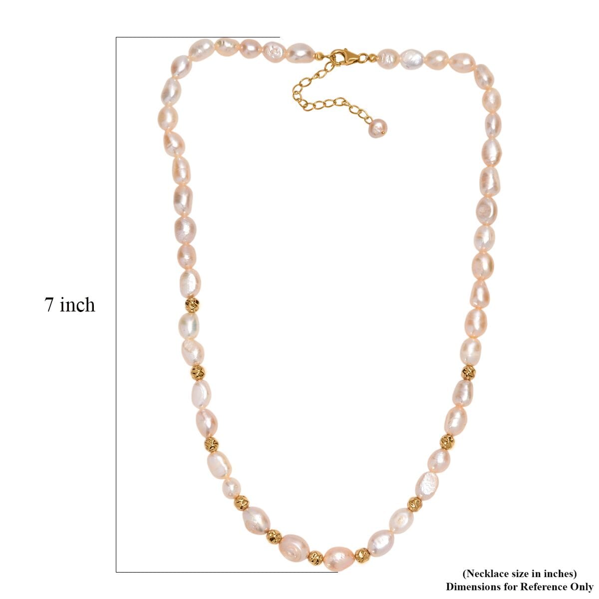 Peach Freshwater Pearl Potato Shape Necklace in 18K Vermeil Yellow Gold Over Sterling Silver 18-20 Inches image number 5
