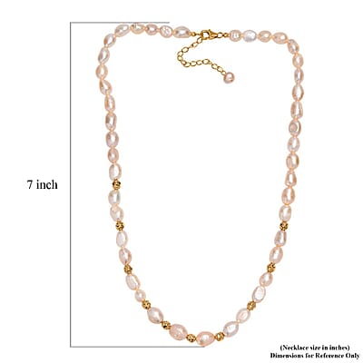 Peach Freshwater Pearl Golden Shoreline Necklace in 18K Vermeil Yellow Gold Over Sterling Silver 18-20 Inches