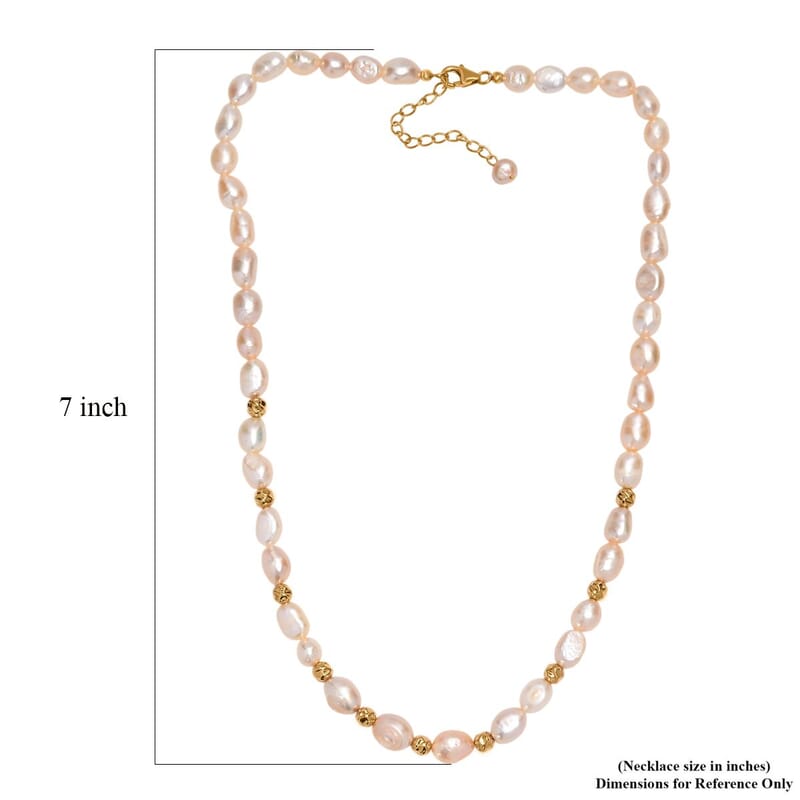 Peach Freshwater Pearl Golden Shoreline Necklace in 18K Vermeil Yellow Gold Over Sterling Silver 18-20 Inches