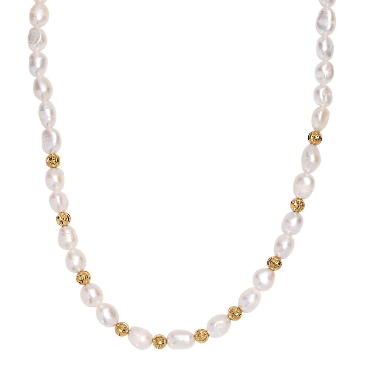 White Color Freshwater Pearl Necklace in 18K Vermeil Yellow Gold Over Sterling Silver 18 Inches image number 0