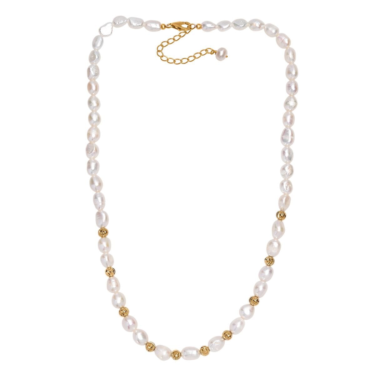 White Color Freshwater Pearl Necklace in 18K Vermeil Yellow Gold Over Sterling Silver 18 Inches image number 3