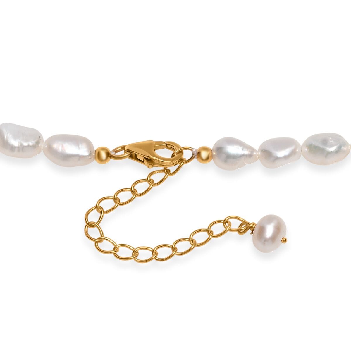 White Color Freshwater Pearl Necklace in 18K Vermeil Yellow Gold Over Sterling Silver 18 Inches image number 4