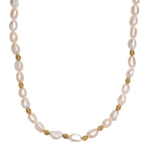 Pink Freshwater Pearl Necklace in 18K Vermeil Yellow Gold Over Sterling Silver 18 Inches