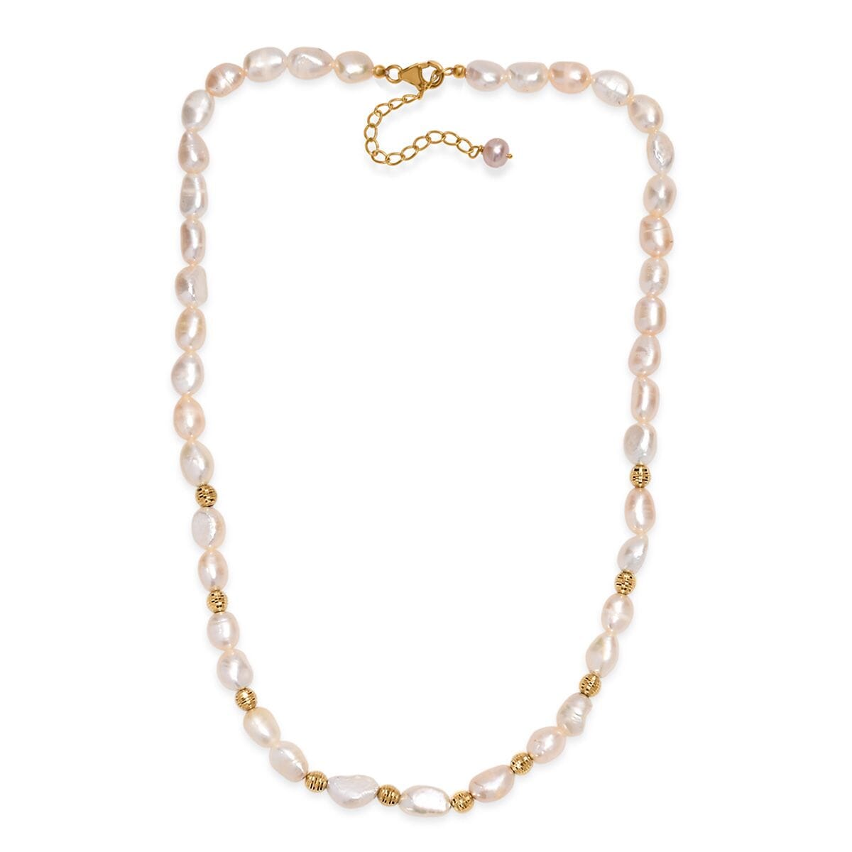 Pink Freshwater Pearl Necklace in 18K Vermeil Yellow Gold Over Sterling Silver 18 Inches image number 3