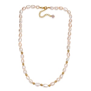 Pink Freshwater Pearl Golden Shoreline Necklace in 18K Vermeil Yellow Gold Over Sterling Silver 18 Inches