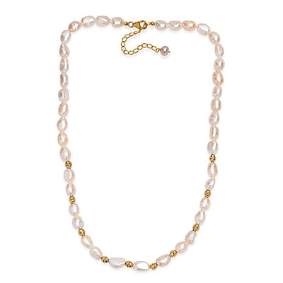 Pink Freshwater Pearl Golden Shoreline Necklace in 18K Vermeil Yellow Gold Over Sterling Silver 18 Inches